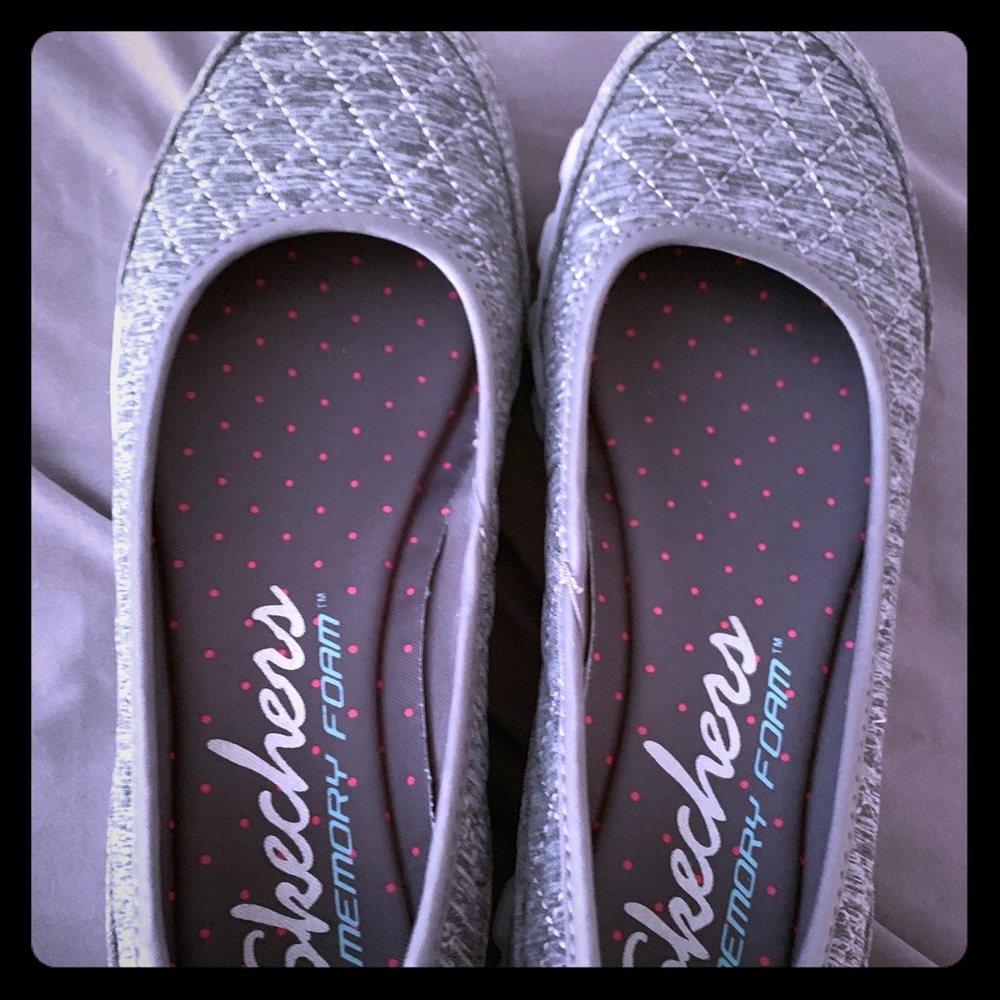 Cute slip on gray ballet style Skechers!